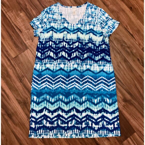 Zenergy by Chico's Zig-Zag Perry Print Dress in Blue Multi Size2/Large - Picture 10 of 10